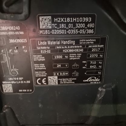 Linde E15-02 EVO - Anno: 2017 - Carrello Elevatore Frontale