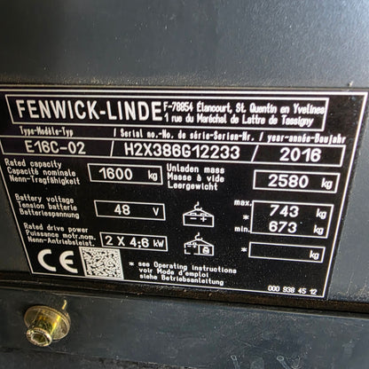 Linde E16c - Anno: 2016 - Carrello Elevatore Frontale