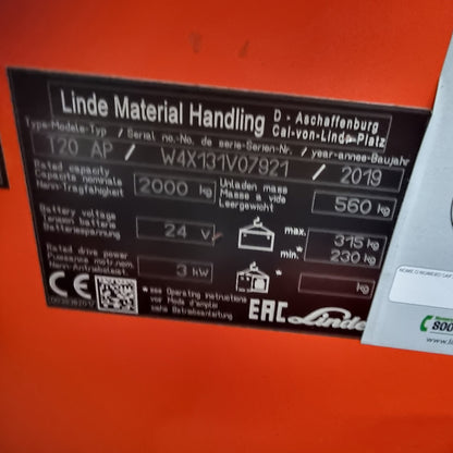 Linde T20 con Sistema Pesatura RAVAS - Anno: 2019 - Transpallet Elettrico con Bilancia