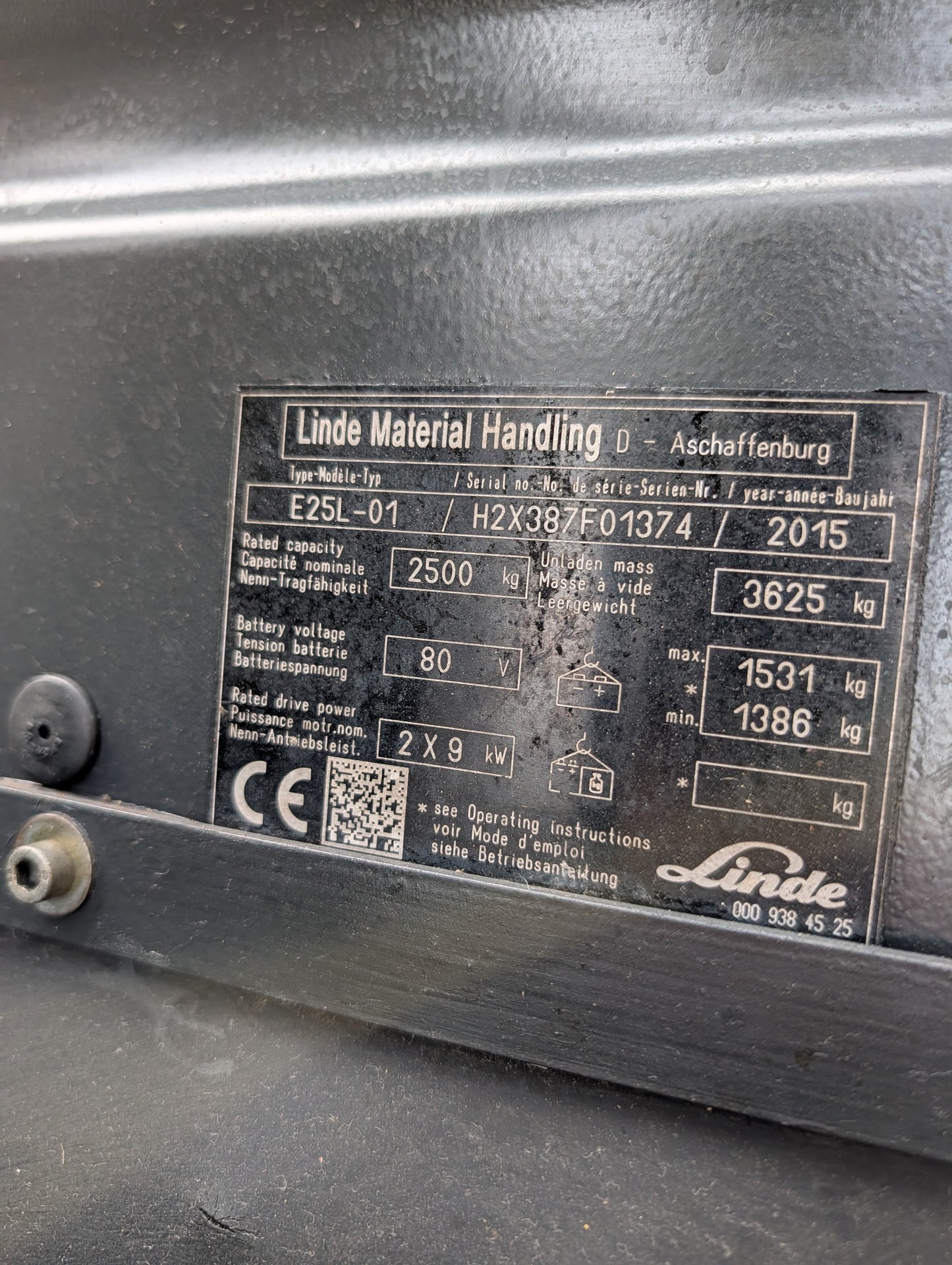 Linde E25L - Anno: 2015 - Carrello elevatore frontale elettrico
